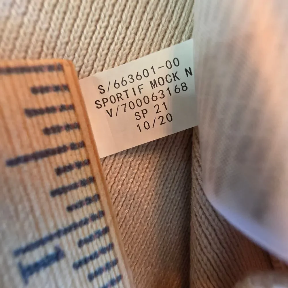 Banana Republic Supima Cotton Sportif Mock Neck Sweater Cream Sz Large